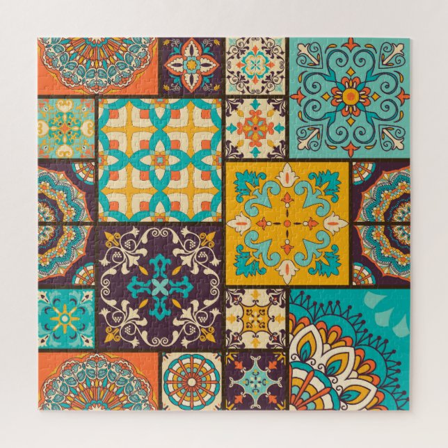 Colourful Patchwork Islamic Tile Seamless Jigsaw Puzzle (Vertical)