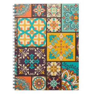 Colourful Patchwork Islamic Tile Seamless Notebook