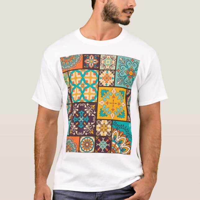 Colourful Patchwork Islamic Tile Seamless T-Shirt (Front)