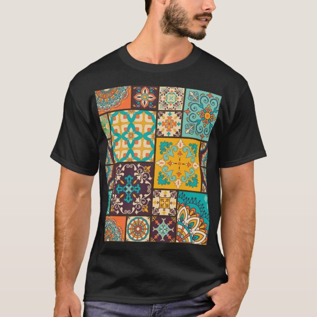 Colourful Patchwork Islamic Tile Seamless T-Shirt (Front)