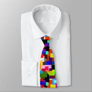 Colourful Patchwork Layers Modern Abstract Tie
