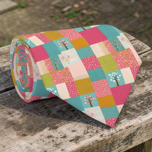 Colourful Patchwork Pattern Custom Necktie (Creator Uploaded)