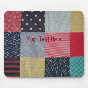 colourful patchwork patterned vintage fabric mouse pad