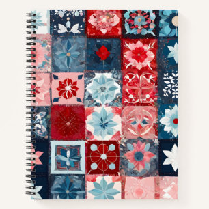 Colourful Patchwork Quilt Art Spiral Notebook