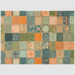 Colourful Patchwork Quilt Art Tissue Paper