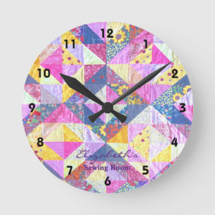 Colourful Patchwork Quilt Clock