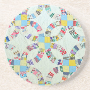 Colourful patchwork quilt coaster
