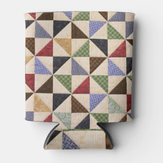 Colourful Patchwork Quilt: Flower Texture. Can Cooler