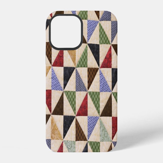 Colourful Patchwork Quilt: Flower Texture. iPhone Case (Back)
