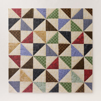 Colourful Patchwork Quilt: Flower Texture. Jigsaw Puzzle
