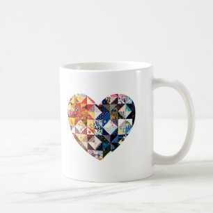 Colourful Patchwork Quilt Heart Coffee Mug