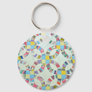 Colourful patchwork quilt keychain