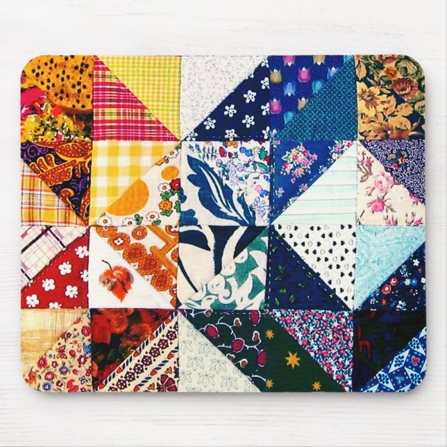 Colourful Patchwork Quilt Mouse Pad (Front)