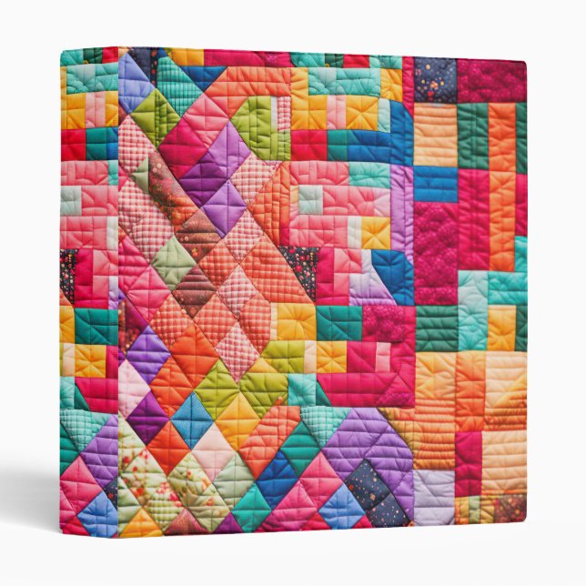 Colourful Patchwork Quilt Pattern Binder (Front/Spine)