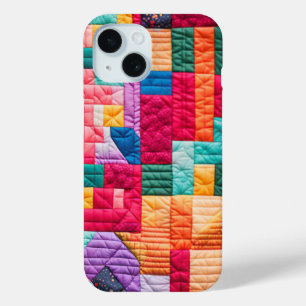 Colourful Patchwork Quilt Pattern iPhone 15 Case