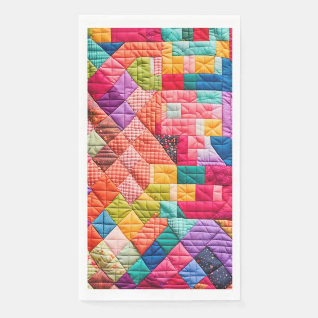 Colourful Patchwork Quilt Pattern Napkin (Front)