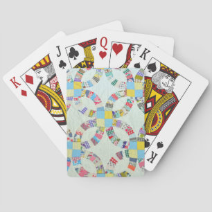 Colourful patchwork quilt playing cards