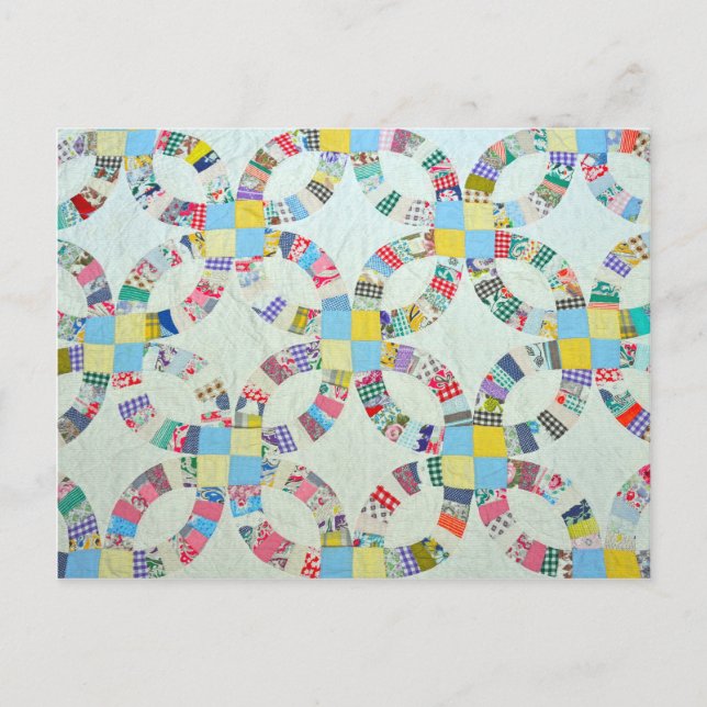 Colourful patchwork quilt postcard (Front)
