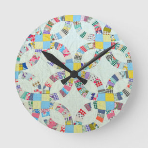 Colourful patchwork quilt round clock
