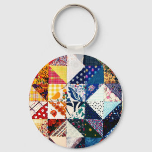 Colourful Patchwork Quilt Unique Colourful Keychain
