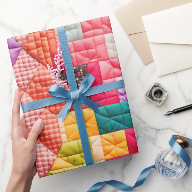 Colourful Patchwork Quilt Wrapping Paper (Gifting)