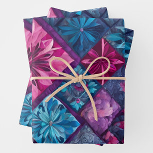 Colourful Patchwork Quilt Wrapping Paper Sheets