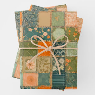 Colourful Patchwork Quilt Wrapping Paper Sheets