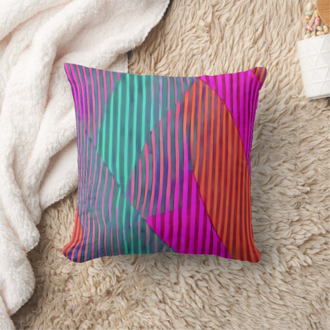 Colourful patchwork stripes throw pillow (Blanket)