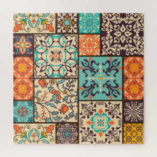 Colourful Patchwork Tile: Islamic Majolica Motifs Jigsaw Puzzle
