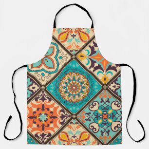 Colourful patchwork tile: Islamic motifs. Apron