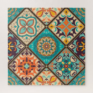 Colourful patchwork tile: Islamic motifs. Jigsaw Puzzle