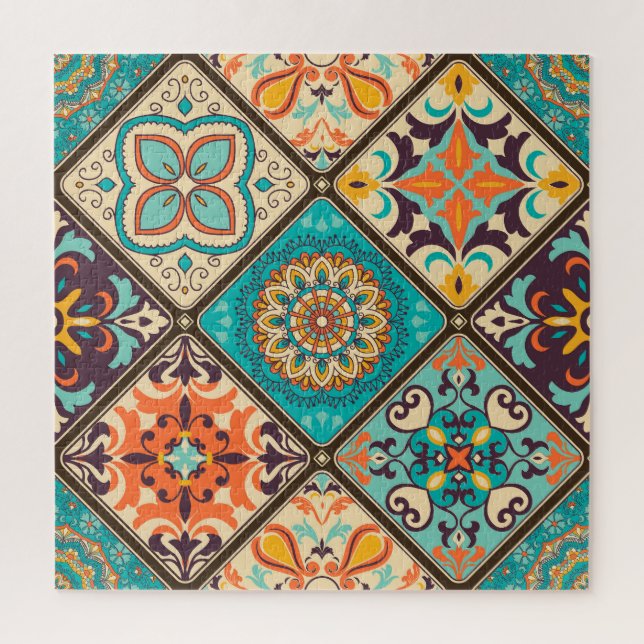 Colourful patchwork tile: Islamic motifs. Jigsaw Puzzle (Vertical)