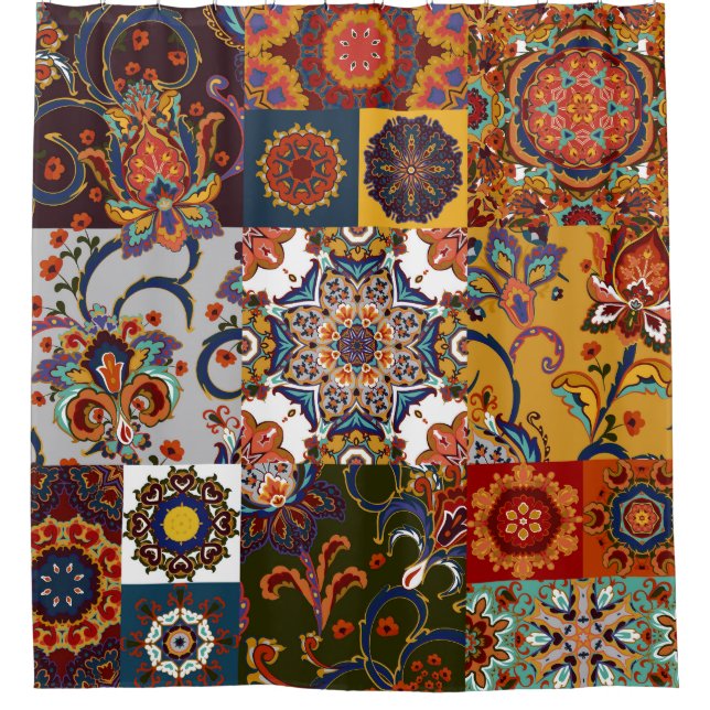 Colourful Patchwork Tile: Majolica Pottery Style (Front)
