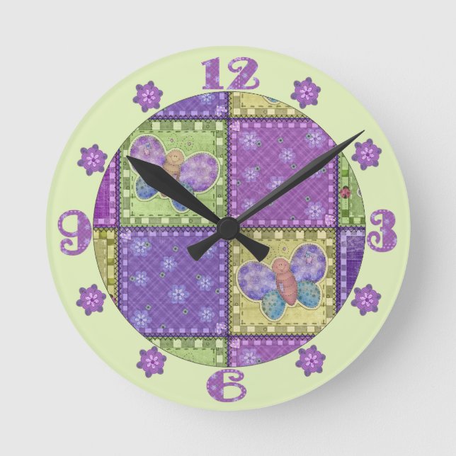 Colourful Patchwork Wall Clock (Front)