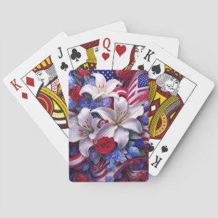 Colourful Patriotic Floral Design Graphic Playing Cards