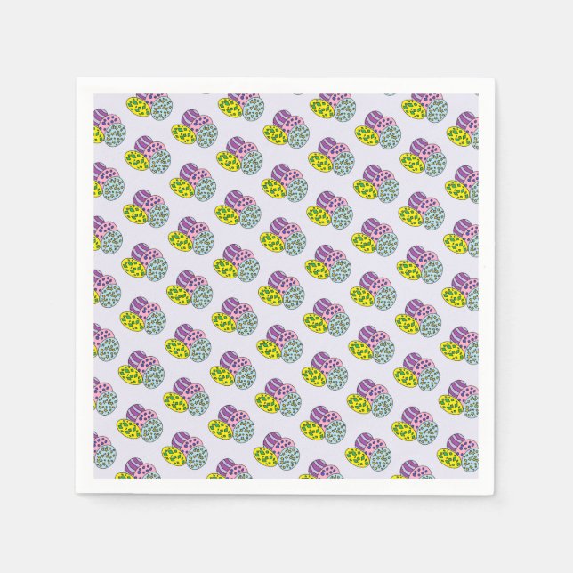 Colourful Pattered Easter Egg Paper Napkin (Front)
