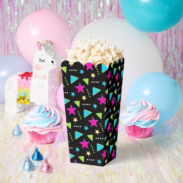 Colourful Pattern 90s Retro Birthday Party Popcorn Favor Box (Party)