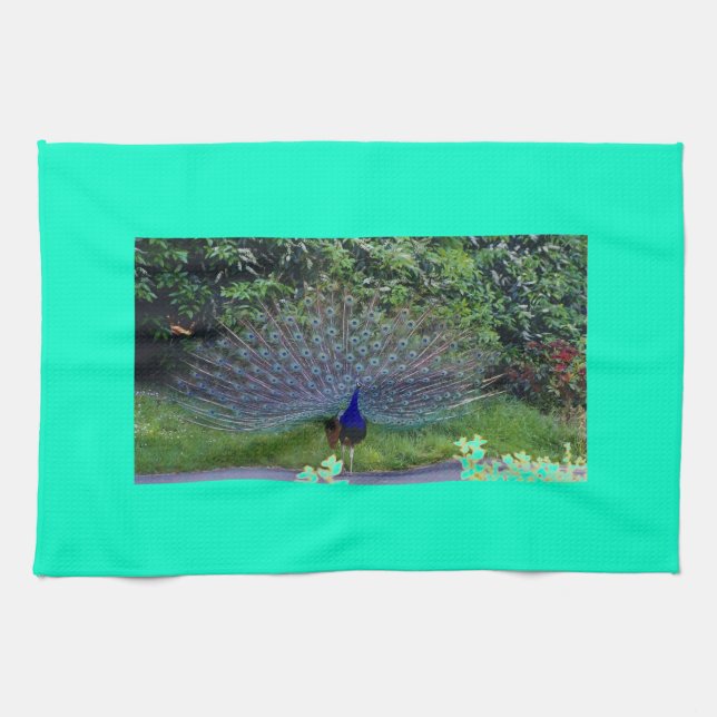 Colourful Pattern Bird Peacock Art Indian Destiny Kitchen Towel (Horizontal)