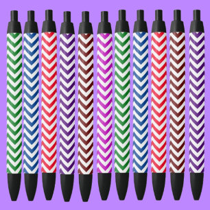 Colourful Pattern Black Ink Pen