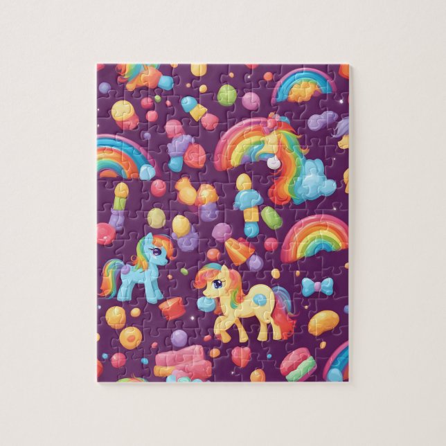Colourful pattern candies sweets rainbow ponies jigsaw puzzle (Vertical)