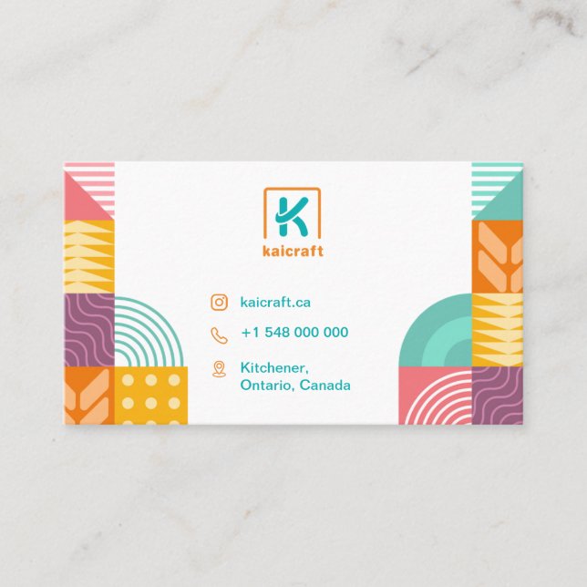 Colourful Pattern For Arts and Craft Business Card (Front)