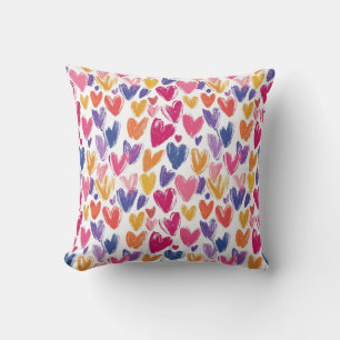 colourful pattern for valentine's day with hearts throw pillow