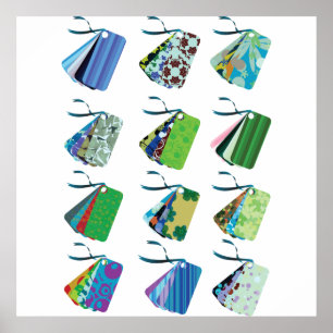 Colourful Pattern Gift Tags Set Poster