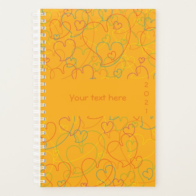 Colourful Pattern - Hearts Net Pumpkin Blossom Planner (Front)