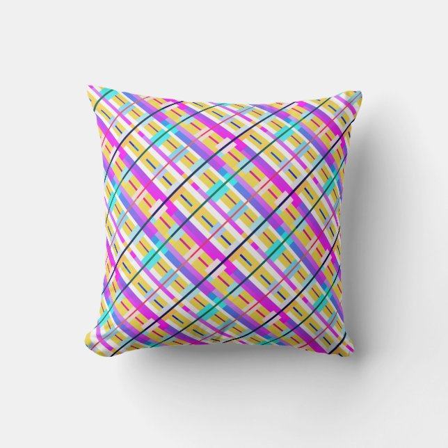 Colourful Pattern Line Stripes Throw Pillow Cushio (Front)