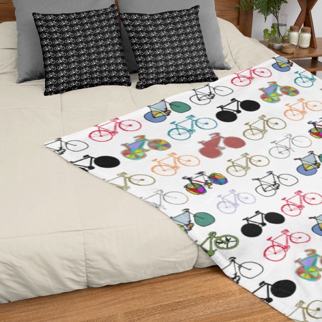Colourful Pattern of Bicycles Fleece Blanket (Creator Uploaded)