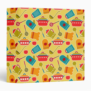 Colourful pattern of kitchen utensils binder