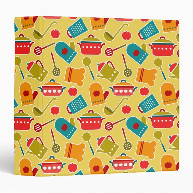 Colourful pattern of kitchen utensils binder (Front/Spine)