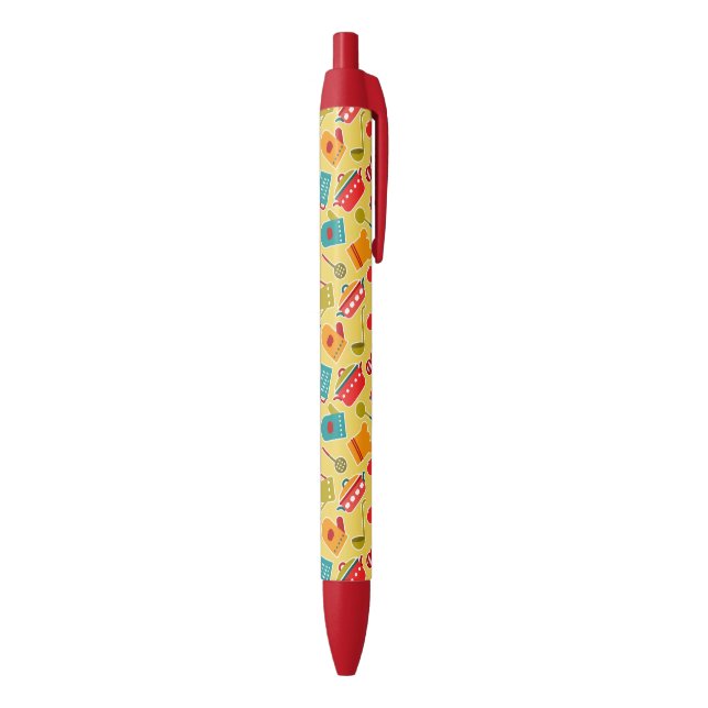 Colourful pattern of kitchen utensils black ink pen (Bottom (Vertical))