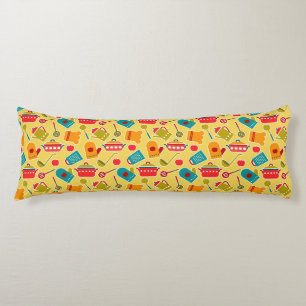 Colourful pattern of kitchen utensils body pillow